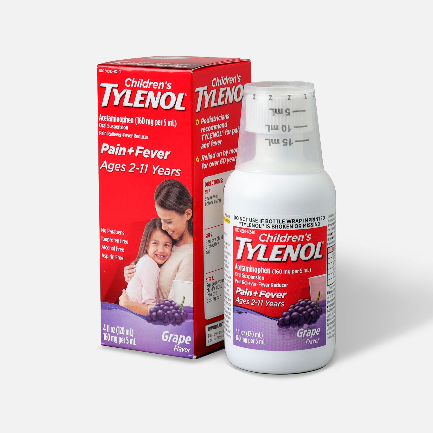 Childrens Tylenol Fever Reducer Pain Reliever Ages 2 11 Grape Splash 4 Fl Oz 3554 4 ?sw=1800