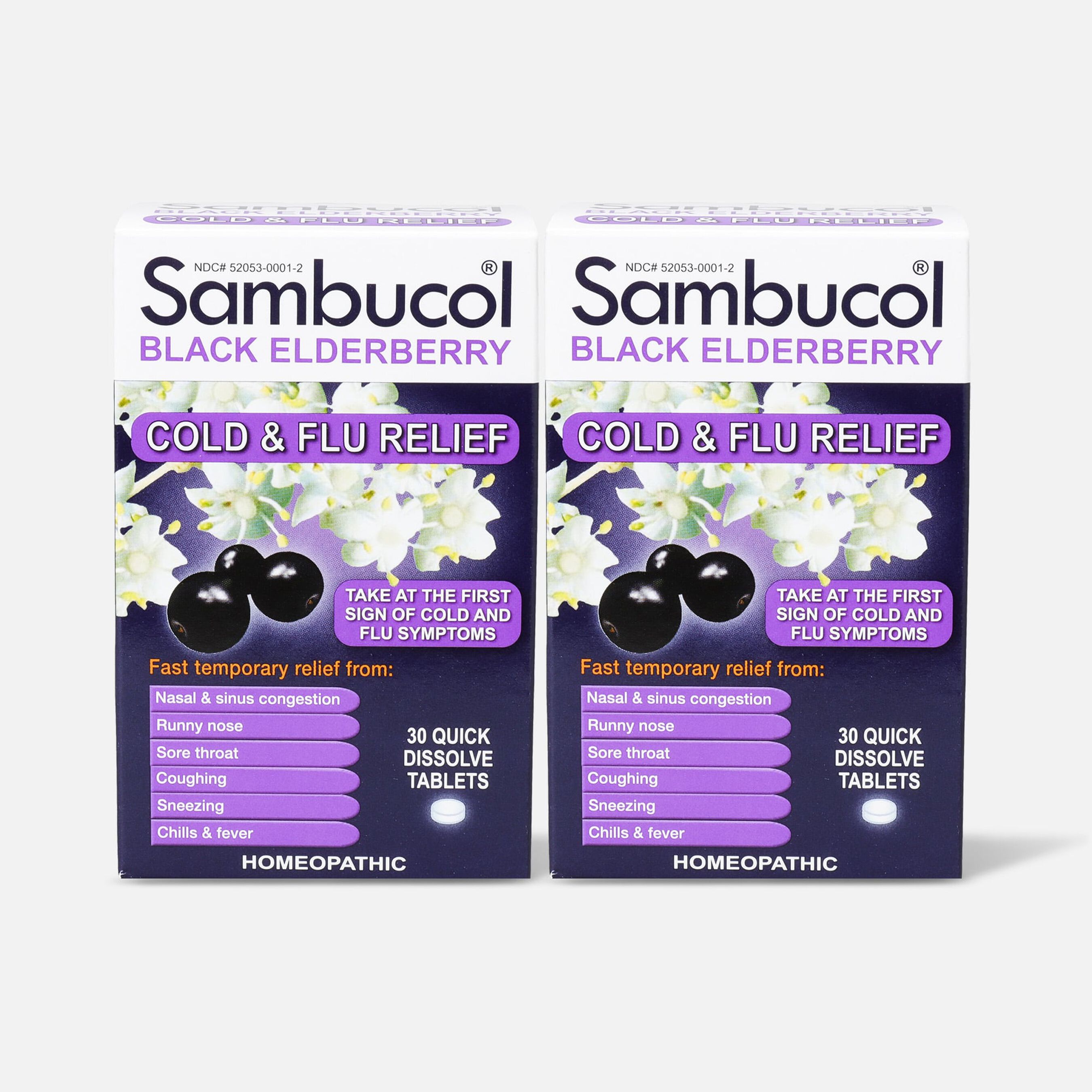 HSA Eligible Sambucol Black Elderberry Cold and Flu Relief Tablets, 30