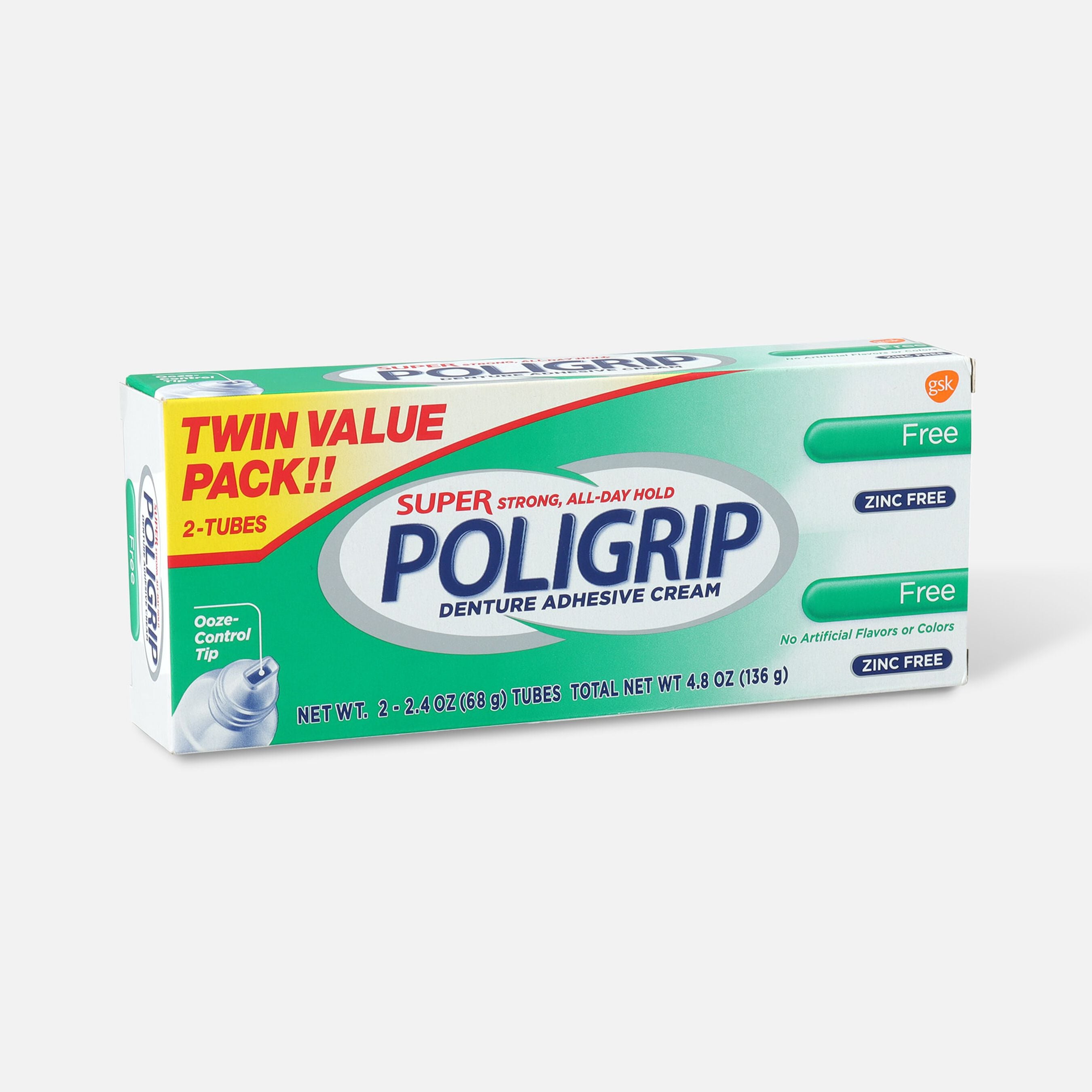 HSA Eligible Super Poligrip Free Formula Zinc Free Denture Adhesive ...