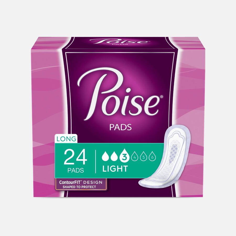 Poise Incontinence Pads, Ultra Thin Long 9.5" x 2.5", 24 ct., , large image number 0
