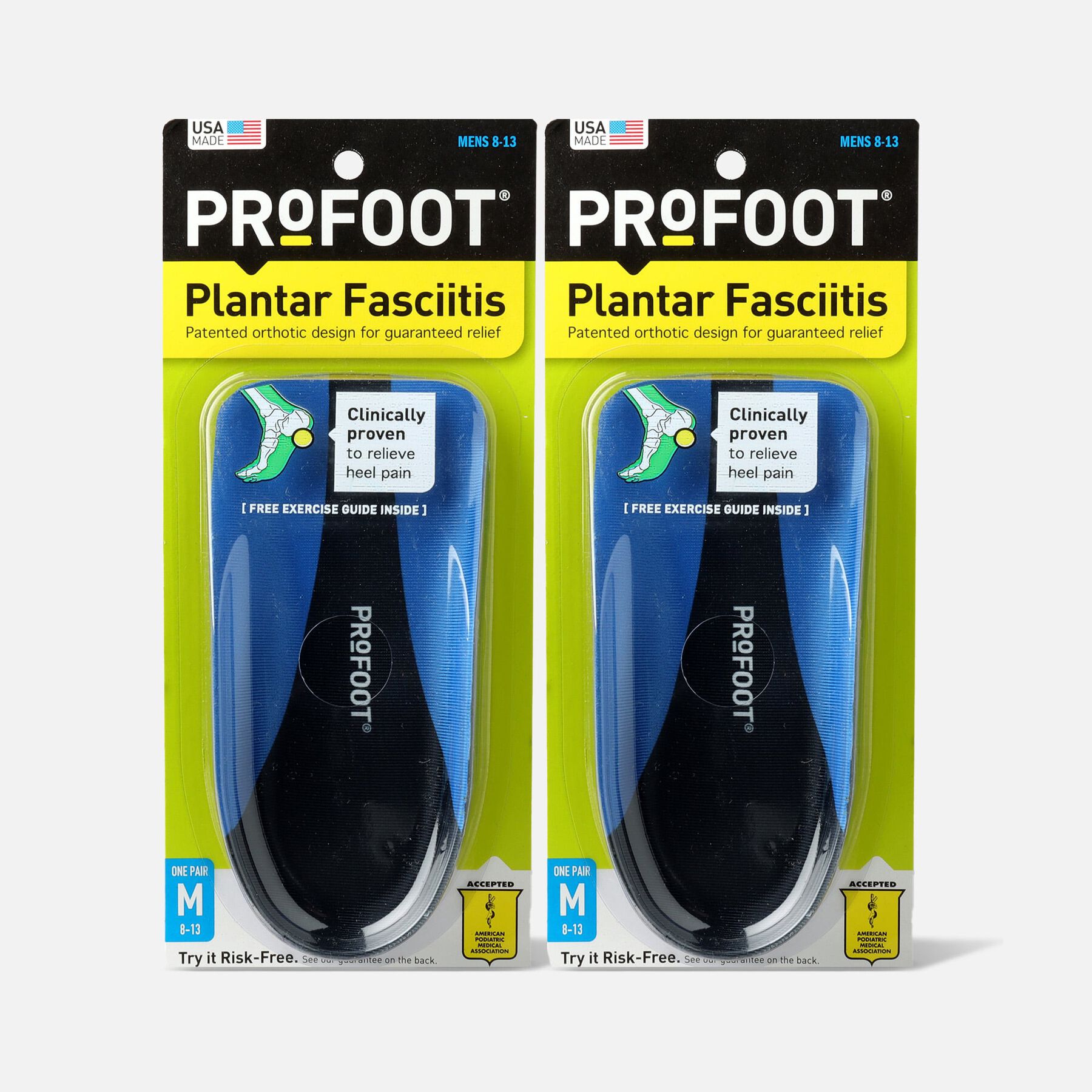 HSA Eligible ProFoot Plantar Fasciitis Insoles for Men (2Pack) HSA