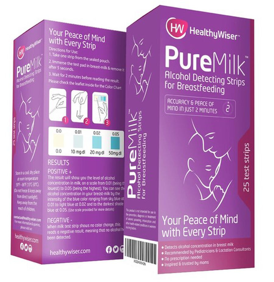 HealthyWiser PureMilk Breast Milk Alcohol Test Strips 25ct