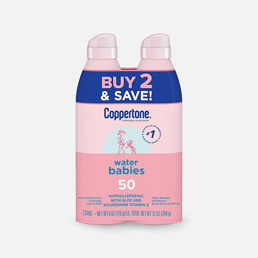 Coppertone Water Babies Sunscreen Spray SPF 50, 12 oz. - Twin Pack, , large image number 0