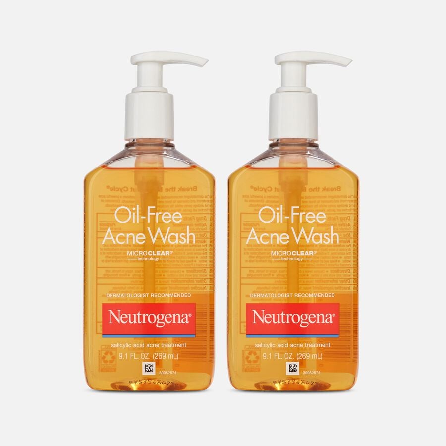 Neutrogena Oil-Free Acne Facial Wash, Fragrance Free, 9.1 fl oz. (2-Pack), , large image number 0