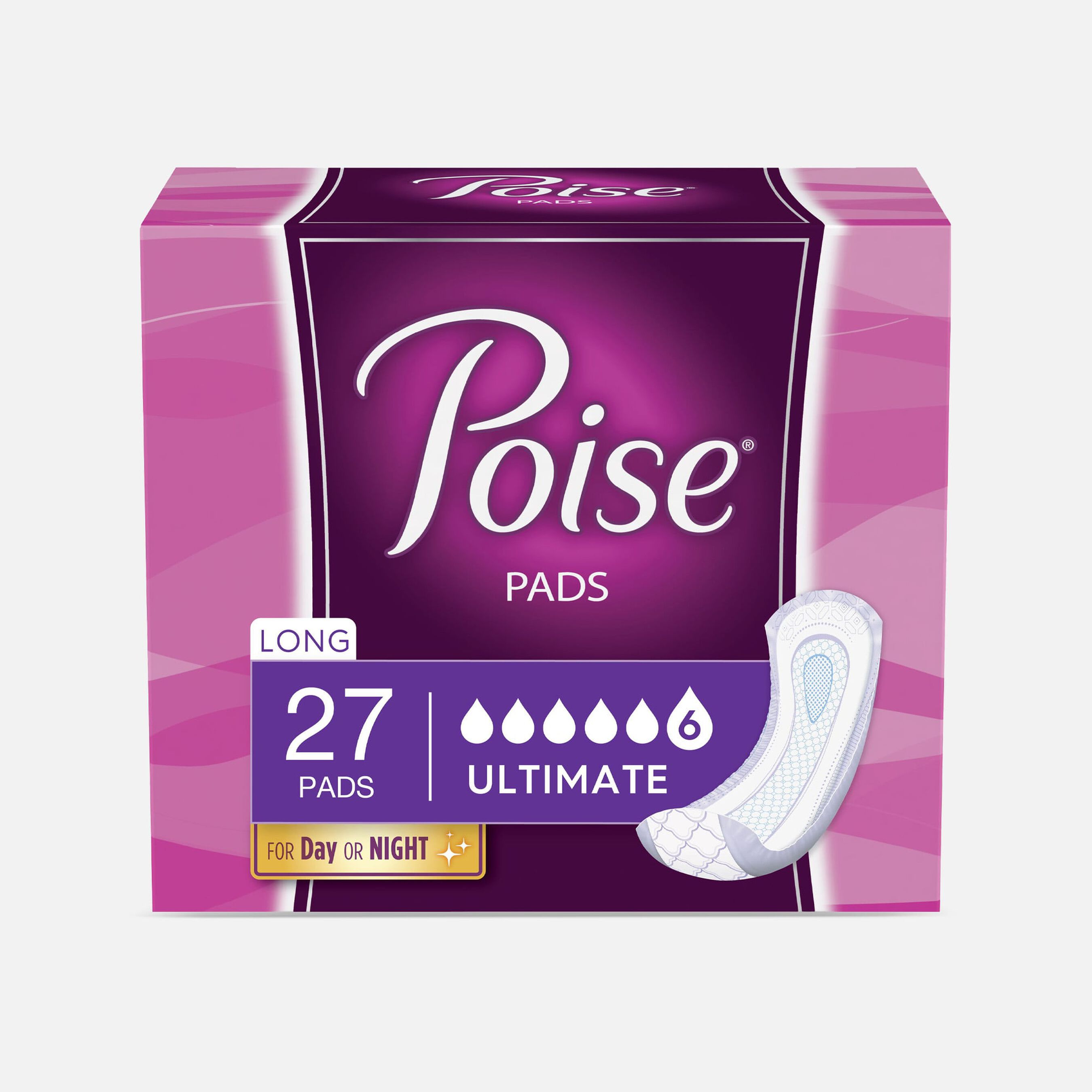 Poise Incontinence Pads, Ultimate Absorbency, Long, 27ct