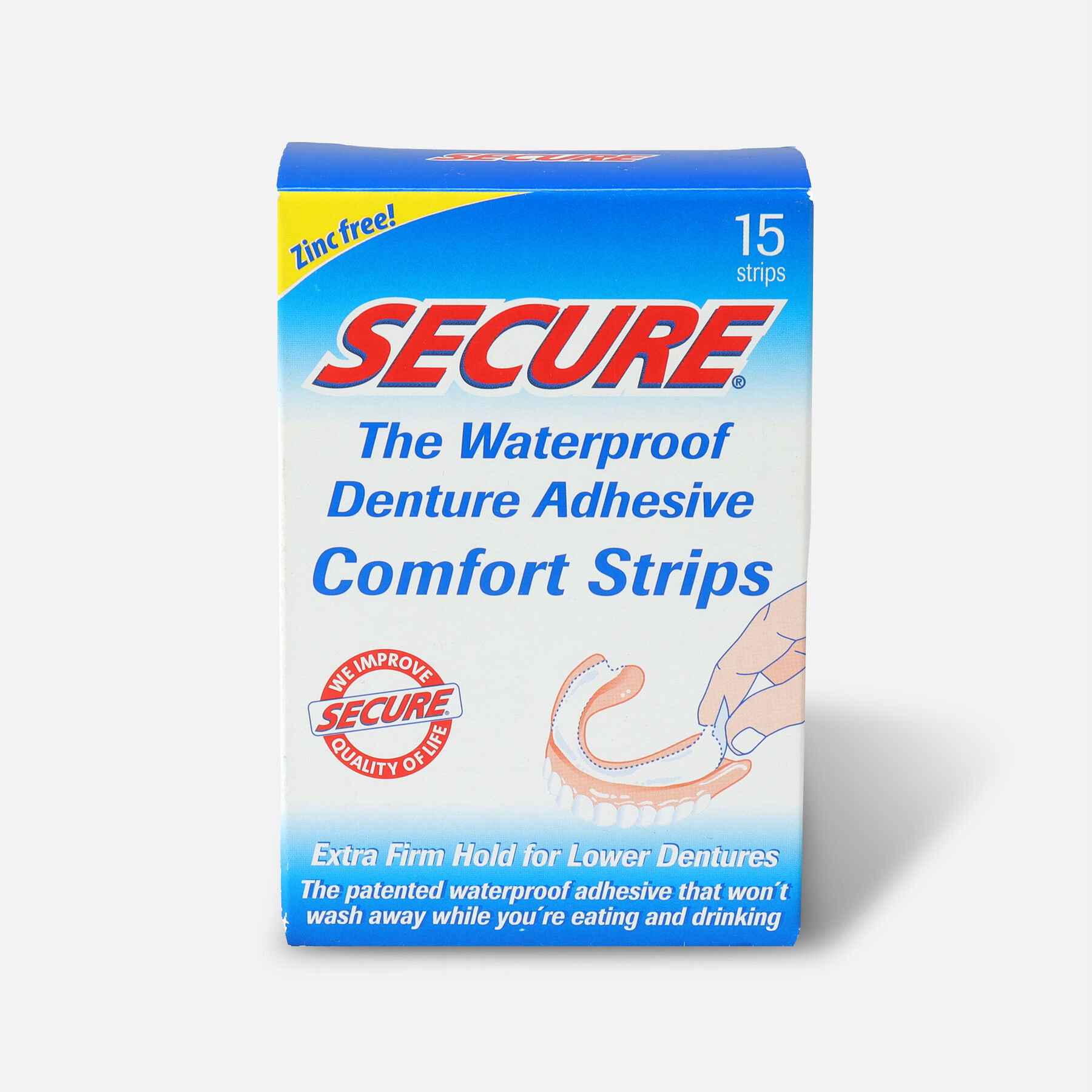 SECURE Denture Adhesive Comfort Strips 15ct