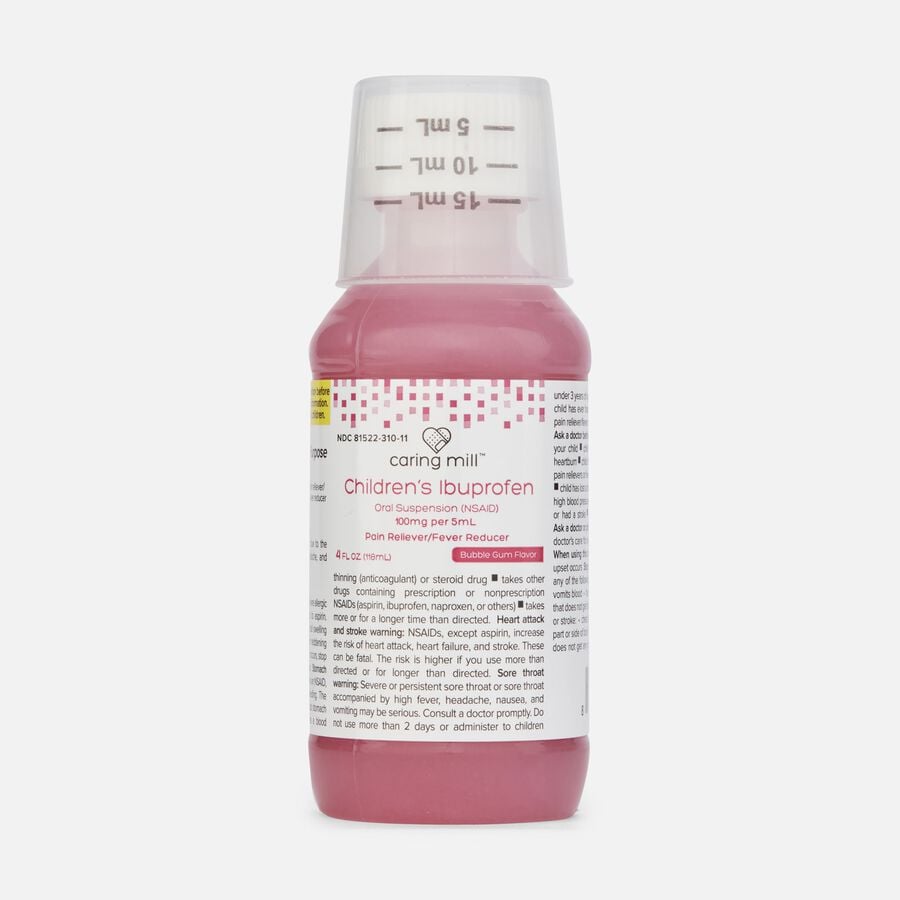 Caring Mill™ Children’s Ibuprofen Pain Reliever/Fever Reducer, Bubble Gum, 4 fl oz., , large image number 2