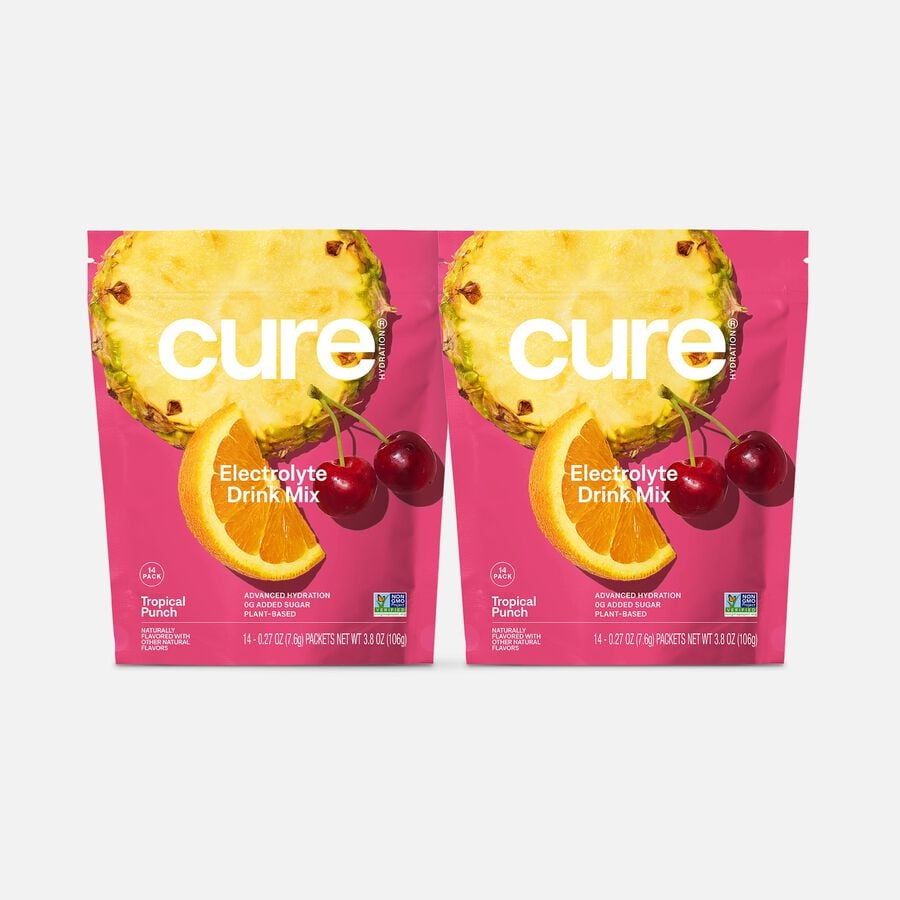 Cure Hydrating Electrolyte Drink Mix Pouches, Tropical Punch, 14 ct. (2-Pack), , large image number 0
