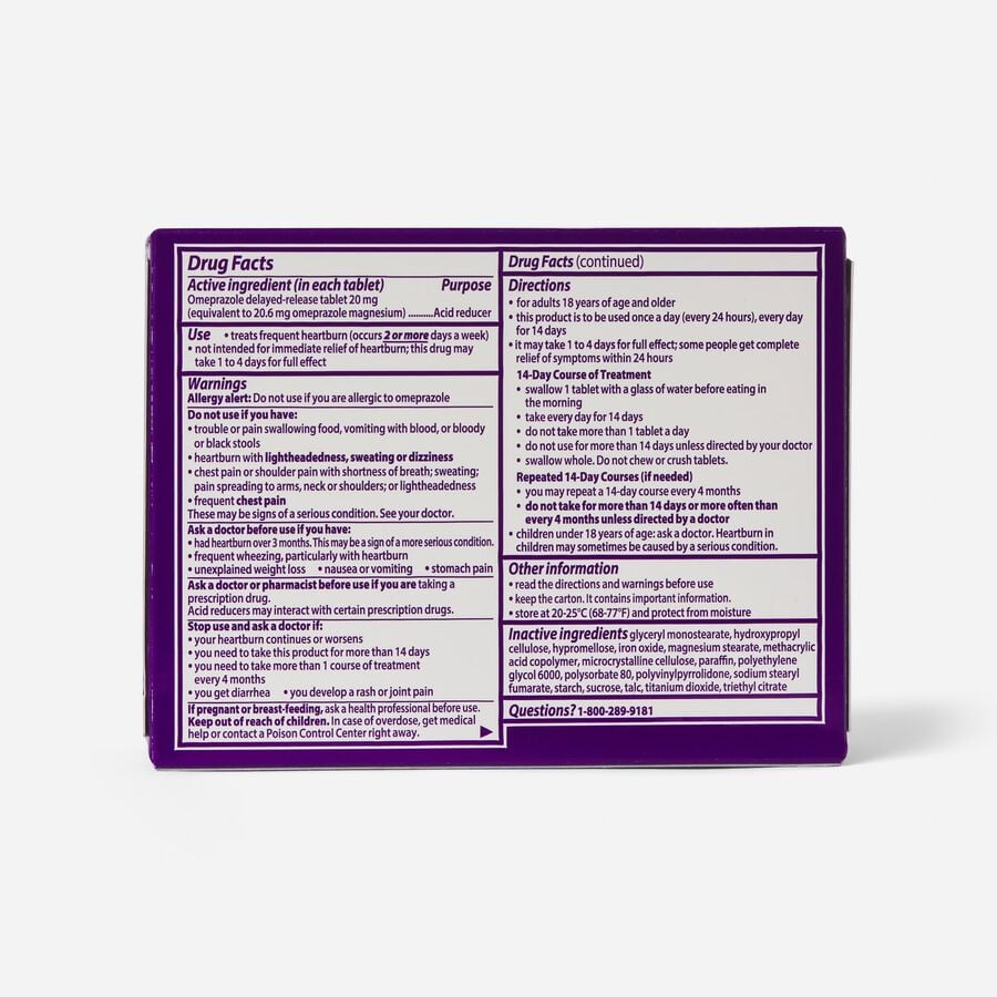 Prilosec OTC Heartburn Relief and Acid Reducer Tablets, 42 ct. (2-Pack), , large image number 1