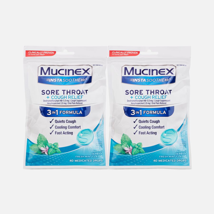 Mucinex InstaSoothe Sore Throat + Cough Relief - Alpine Herbs & Fresh Mint, 40 ct. (2-Pack), , large image number 0