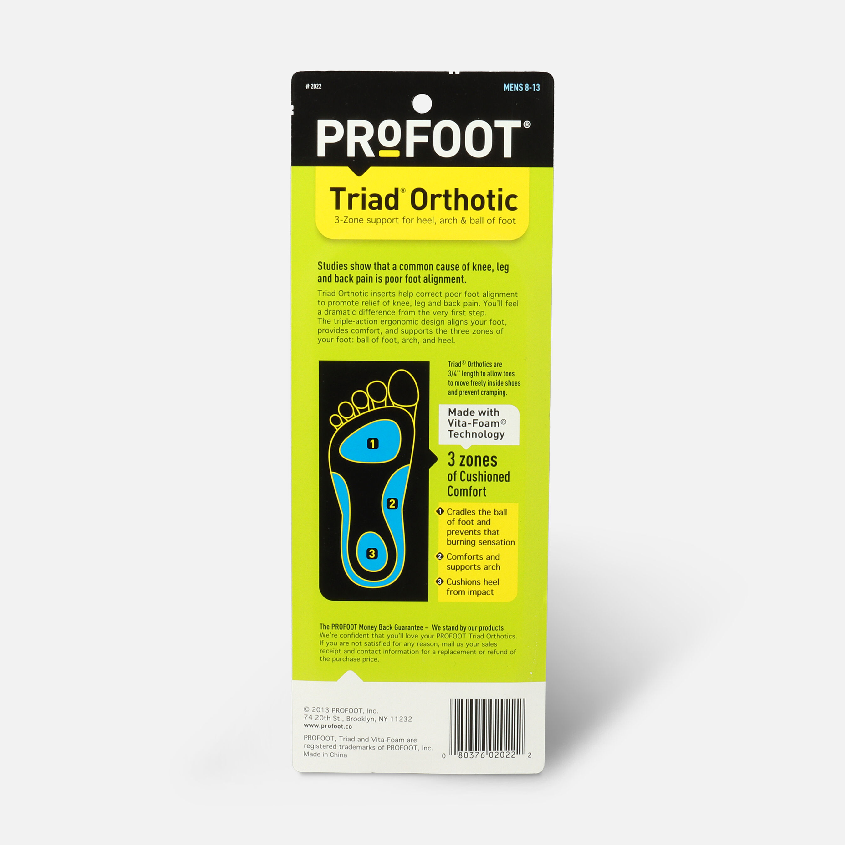 HSA Eligible Profoot Triad Orthotic Insoles for Men, 1 pair HSA Eligible