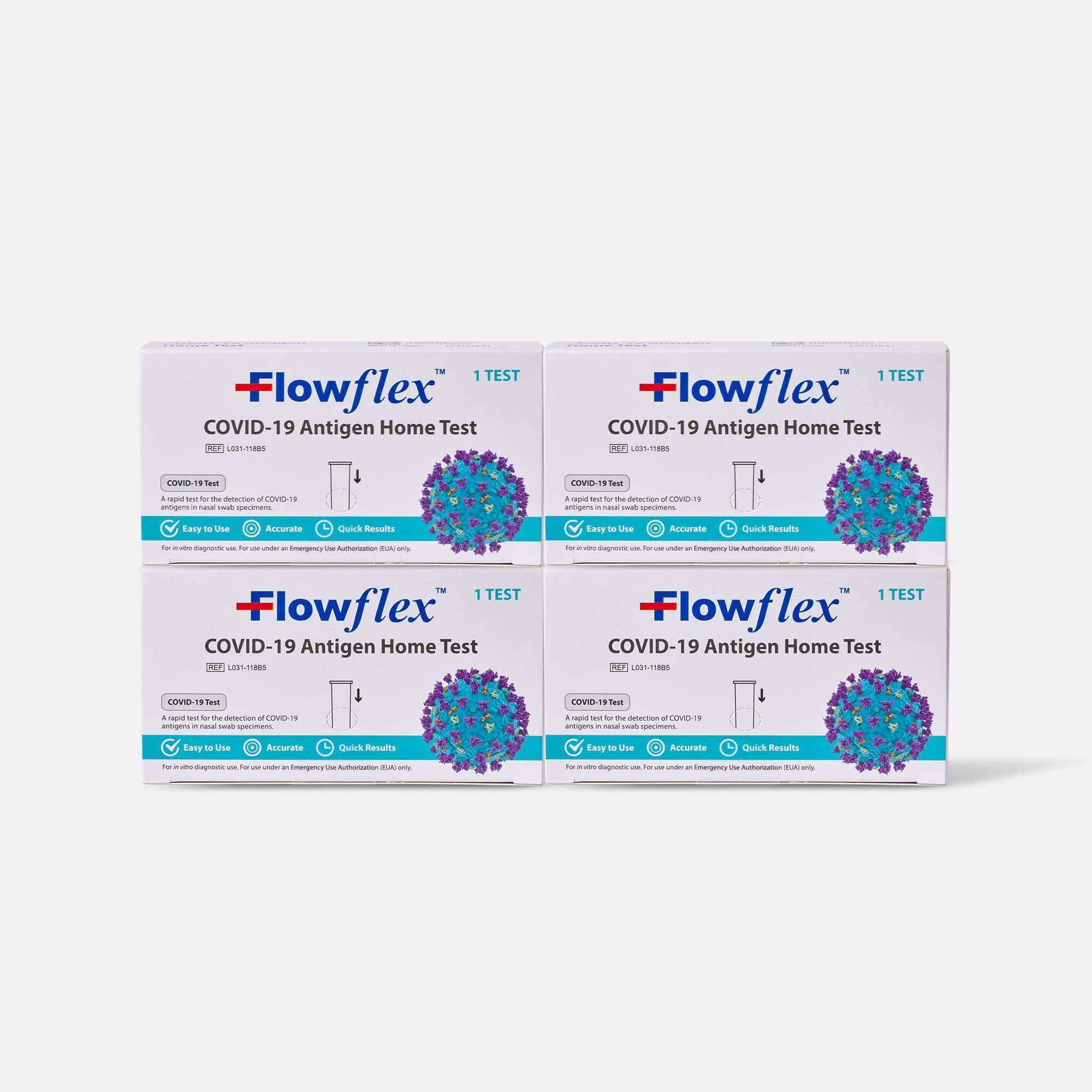 Flowflex COVID 19 Antigen Home Test 1 Ct 4 Pack   Flowflex Covid 19 Antigen Home Test 1 Ct 10132b 4pk 