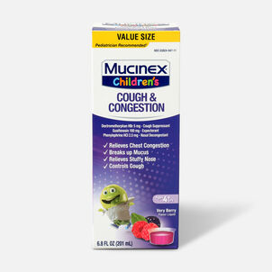 Mucinex Children's Liquid Congestion and Cough, Berrylicious, 6.8 oz.