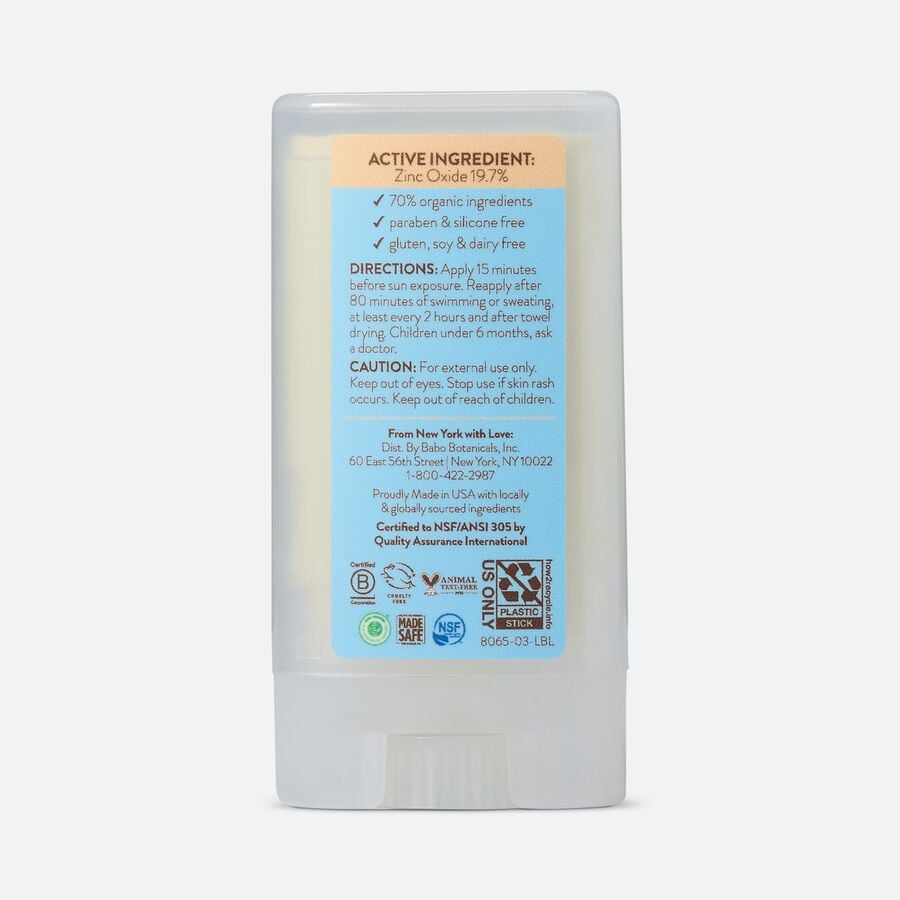 Babo Botanicals Baby Face Mineral Sunscreen Stick, SPF 50, .6 oz., , large image number 1