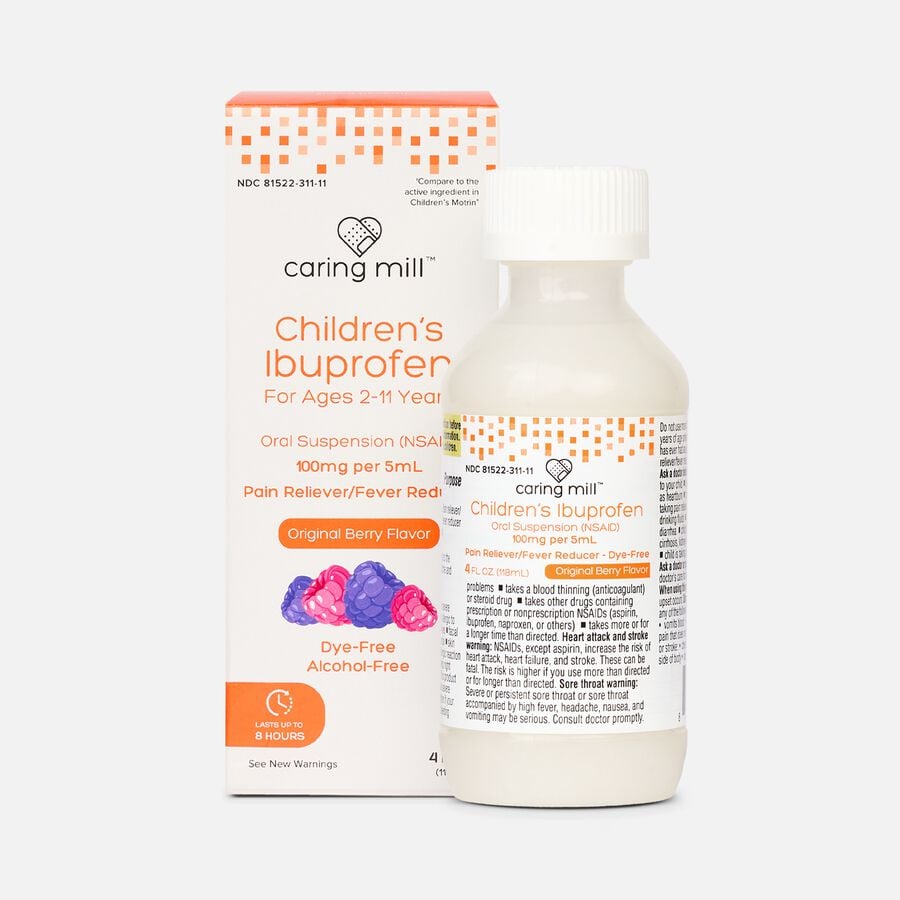Caring Mill&trade; Children's Ibuprofen Dye-Free Liquid, Original Berry, 4 fl oz., , large image number 0