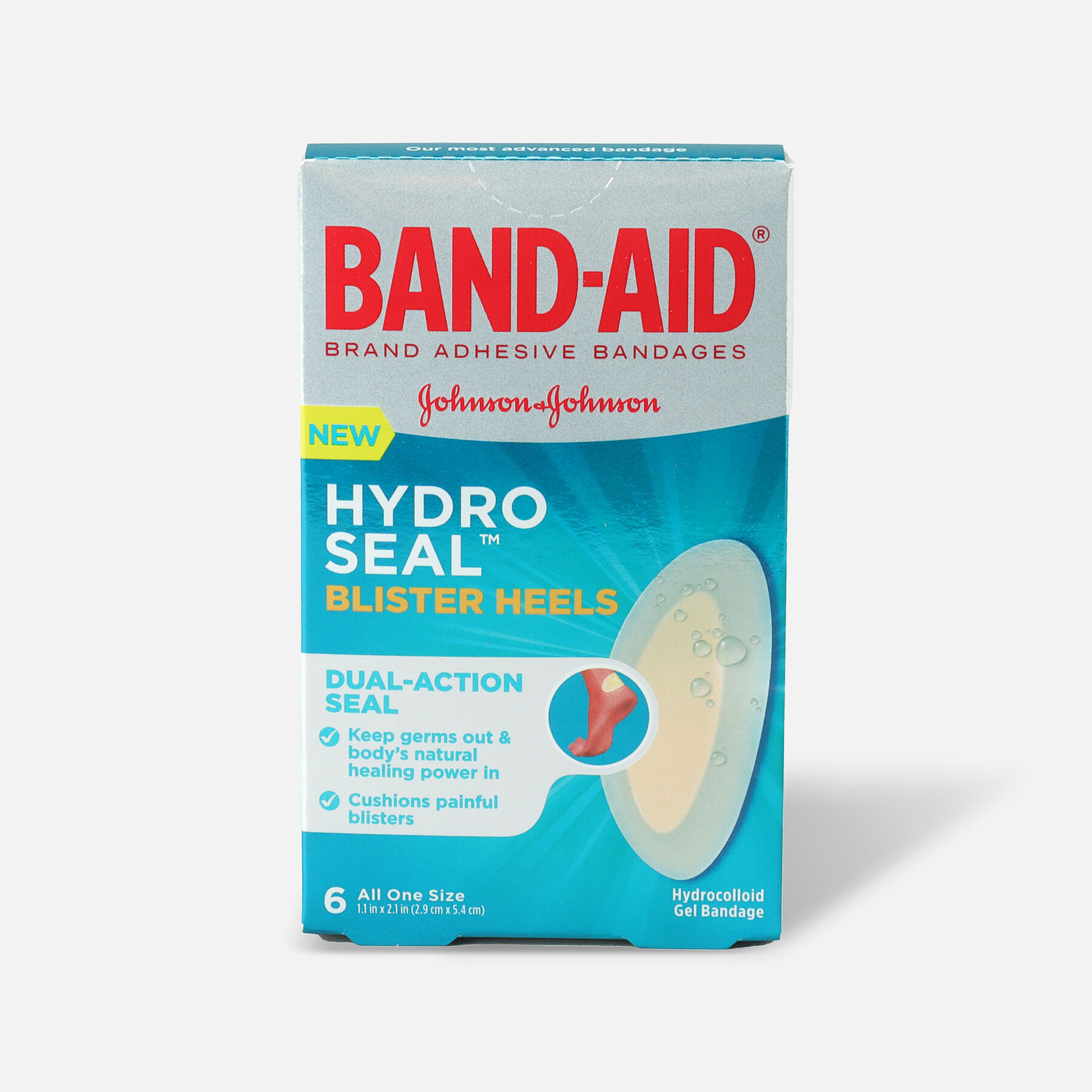 BandAid Hydro Seal Adhesive Bandages for Heel Blisters, 6 Count