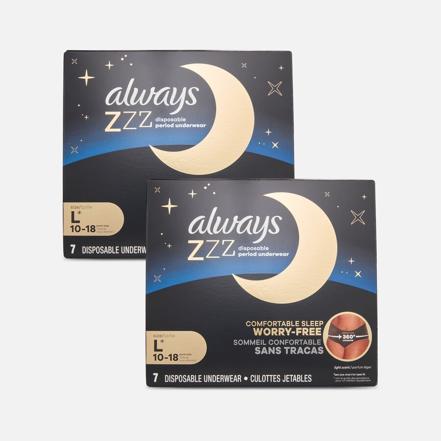 Always ZZZ Overnight Disposable Period Underwear, Large, 7 ct. (2-Pack), , large image number 0