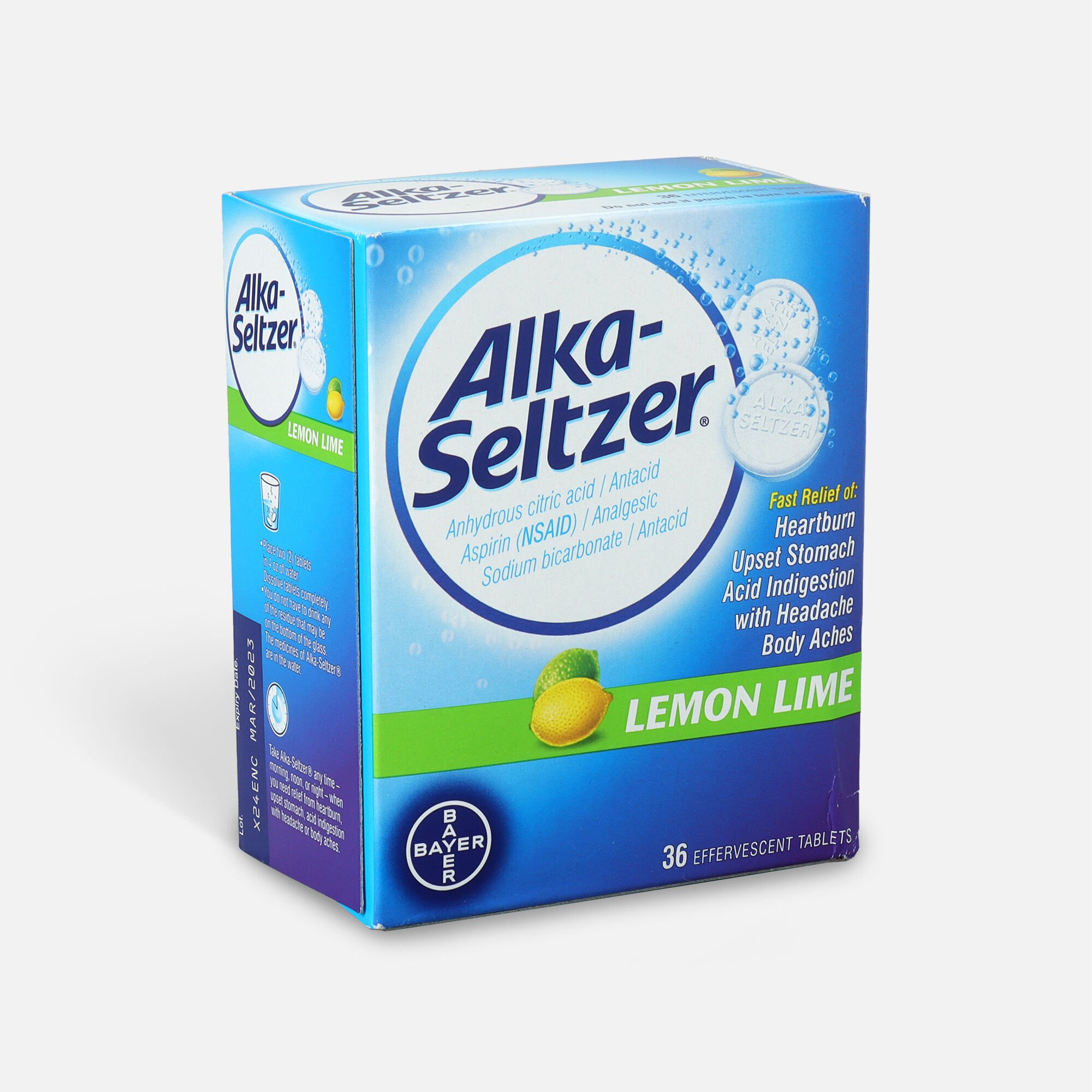 Alka-Seltzer, Lemon Lime Effervescent Tablets, 36 Ea