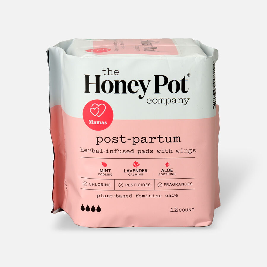 The Honey Pot Postpartum Herbal Pads with Wings, 12ct