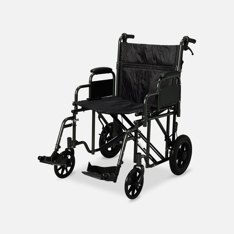 ProBasics Bariatric Steel Transport Chair, Swing Away Footrests, 12" Wheels