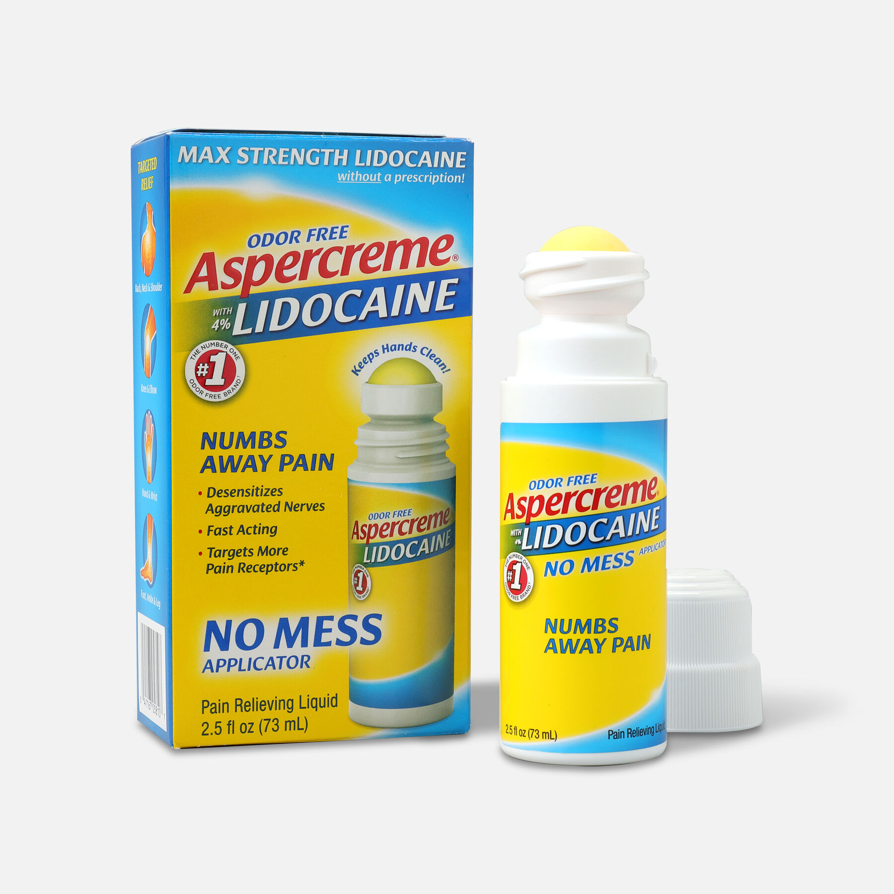 Aspercreme No Mess Roll-On with 4% Lidocaine, 2.5 fl. oz.