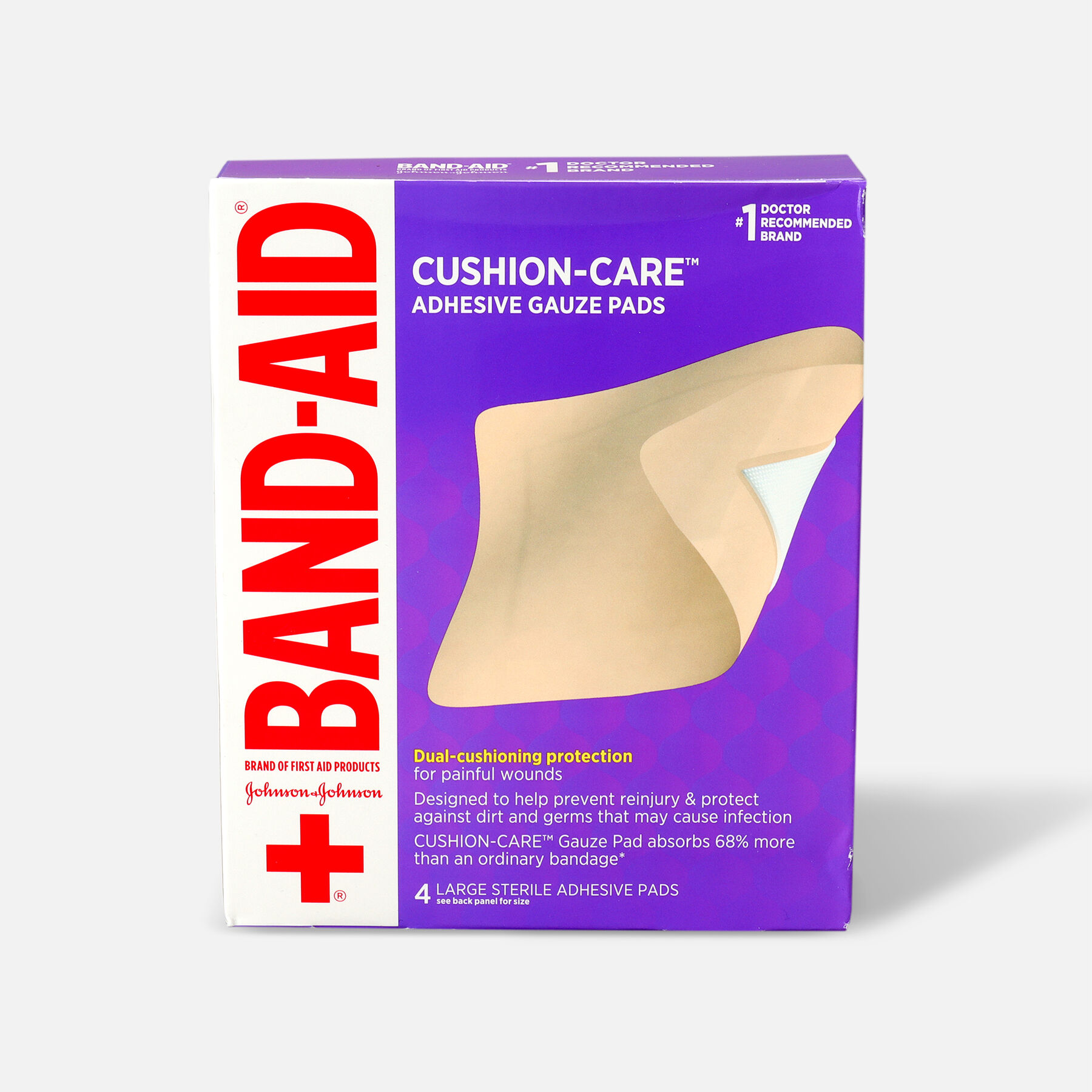 BandAid AllinOne Adhesive Gauze Pad, Large 4ct
