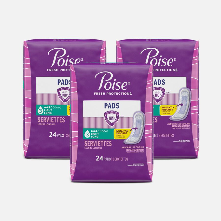 Poise Incontinence Pads, Light Long, 24 ct. (3-Pack), , large image number 0