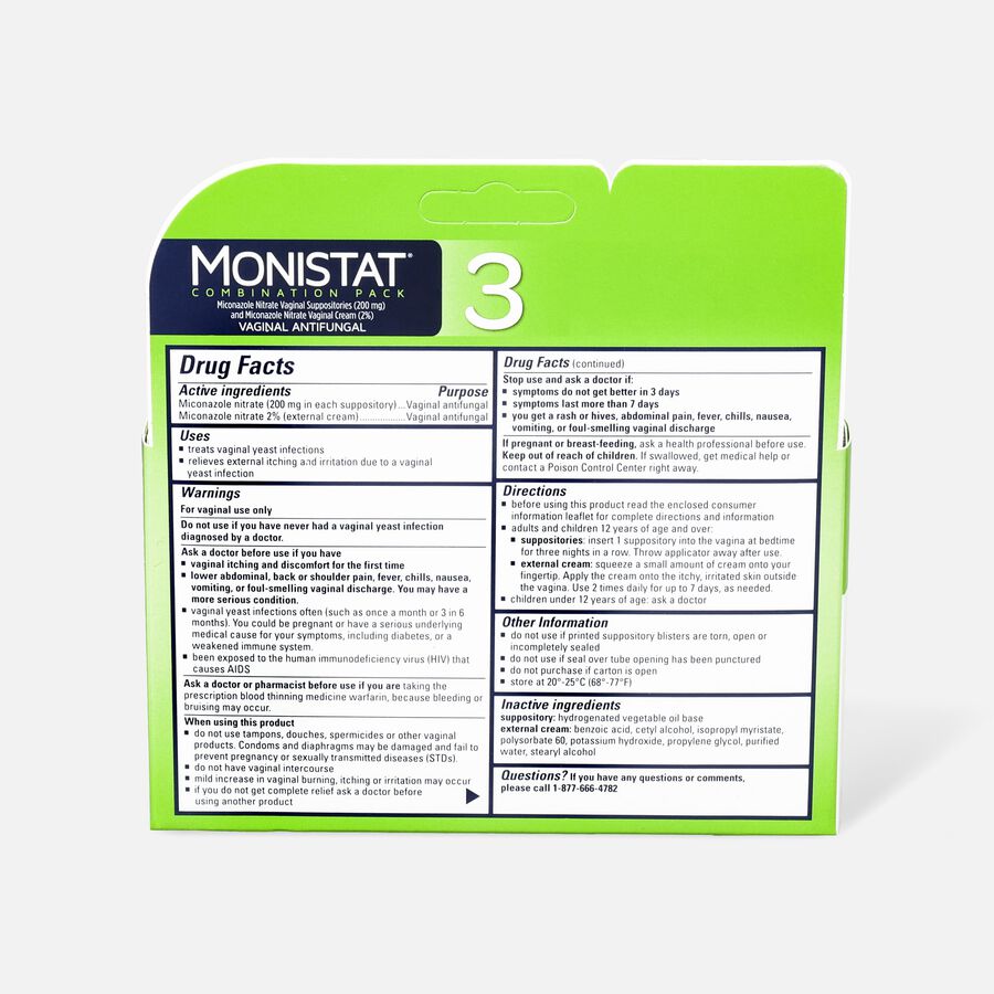 Monistat 3, Cure and Itch Relief Suppositories, , large image number 1