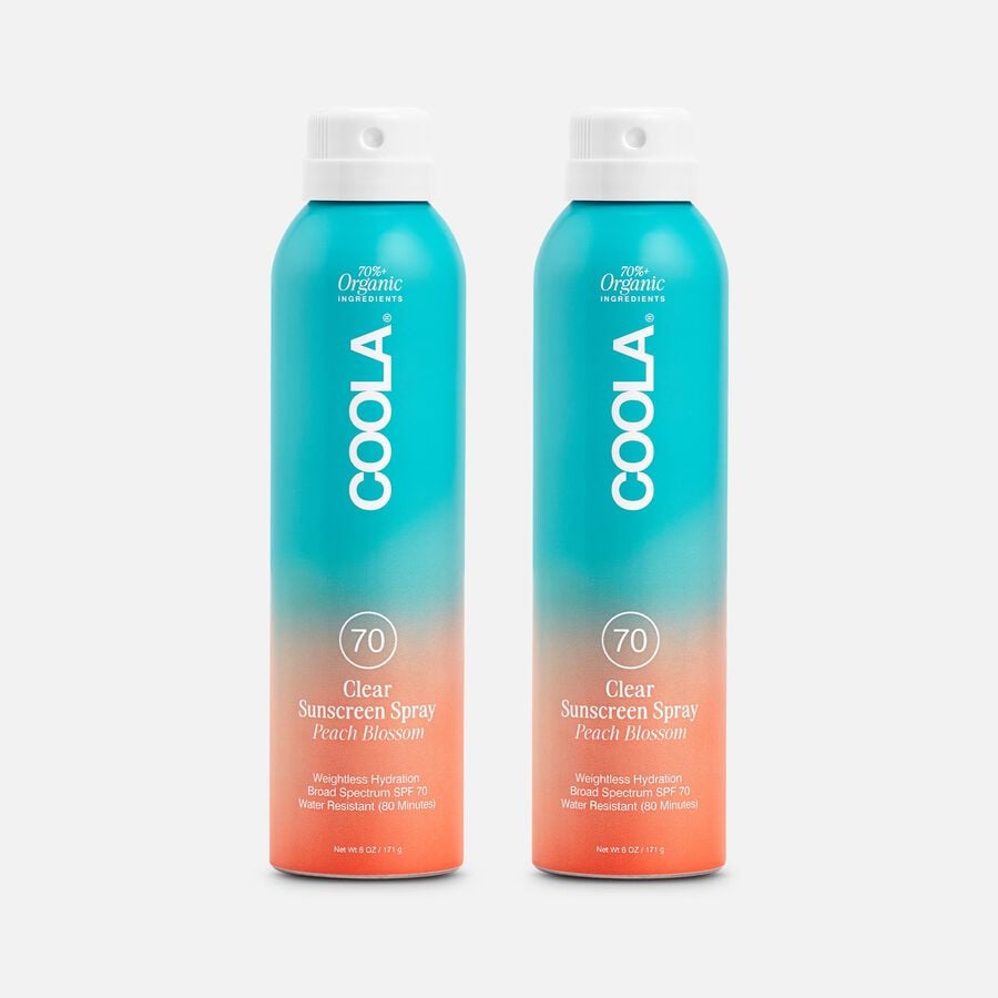 COOLA Classic Body Organic Sunscreen Spray SPF 70 Peach Blossom, 6 oz. (2-Pack), , large image number 0