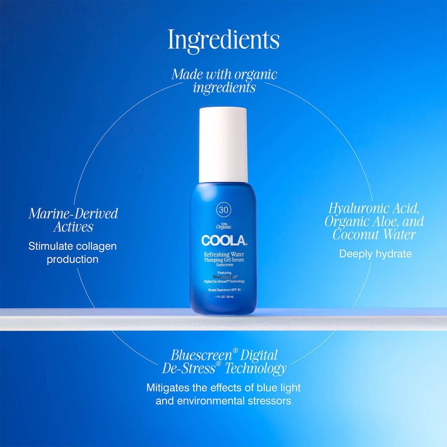 COOLA Refreshing Water Plumping Gel Serum Sunscreen, SPF 30, 1 oz., , large image number 1