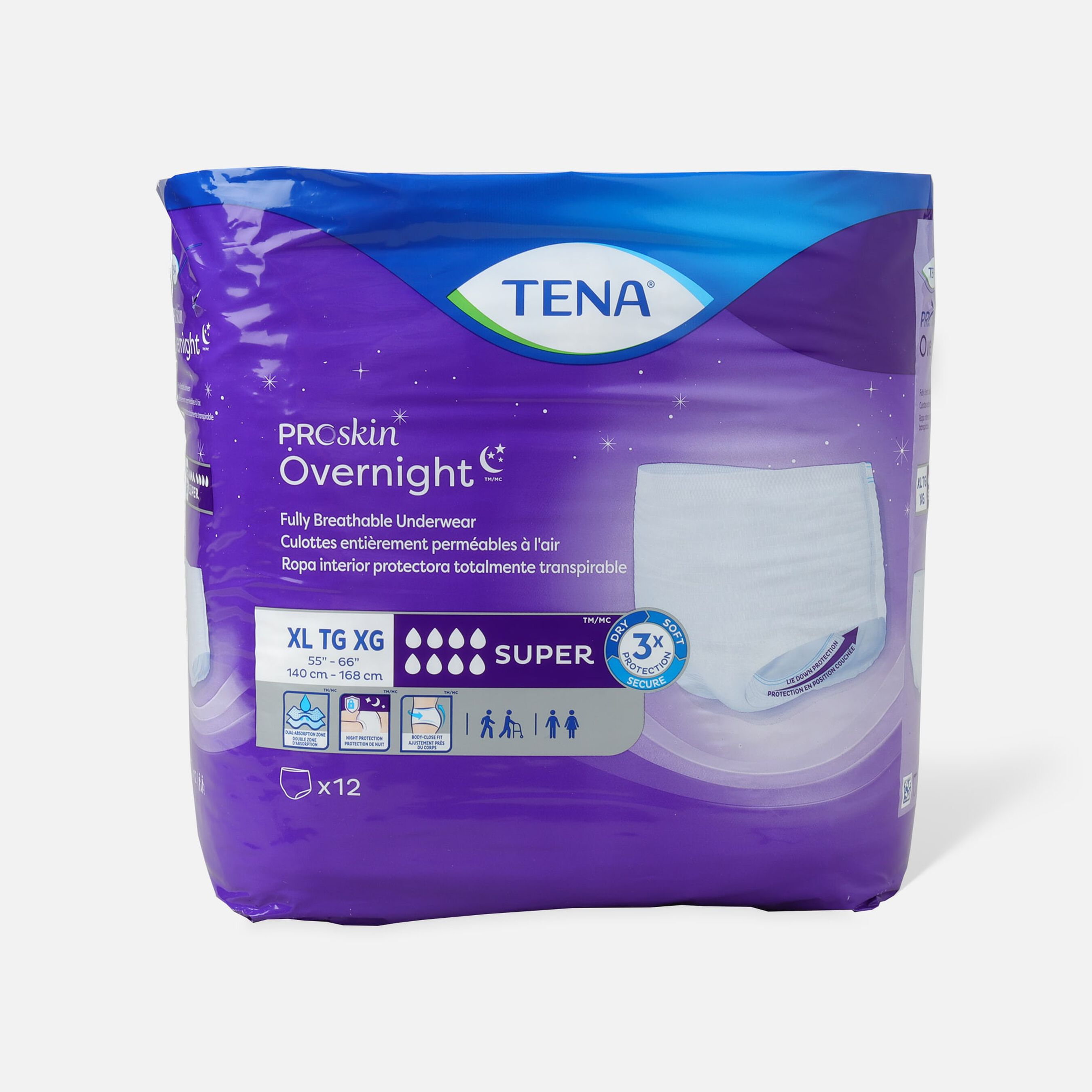 TENA Protective Underwear, Overnight Super, XLarge, 55" 66", 14 ct