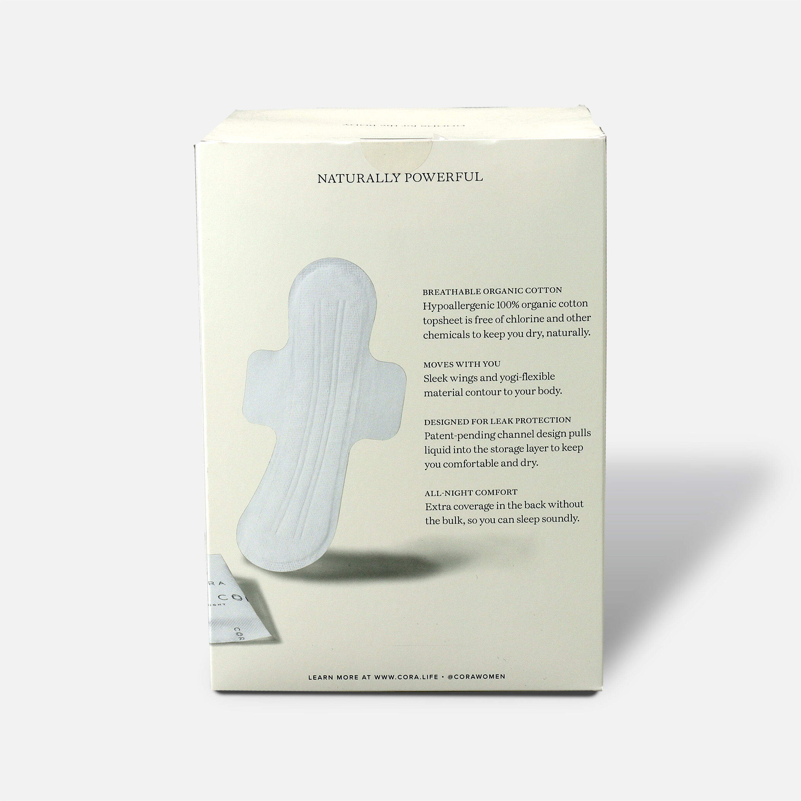 Cora Organic Cotton Ultra Thin Period Pads, Overnight, 28ct