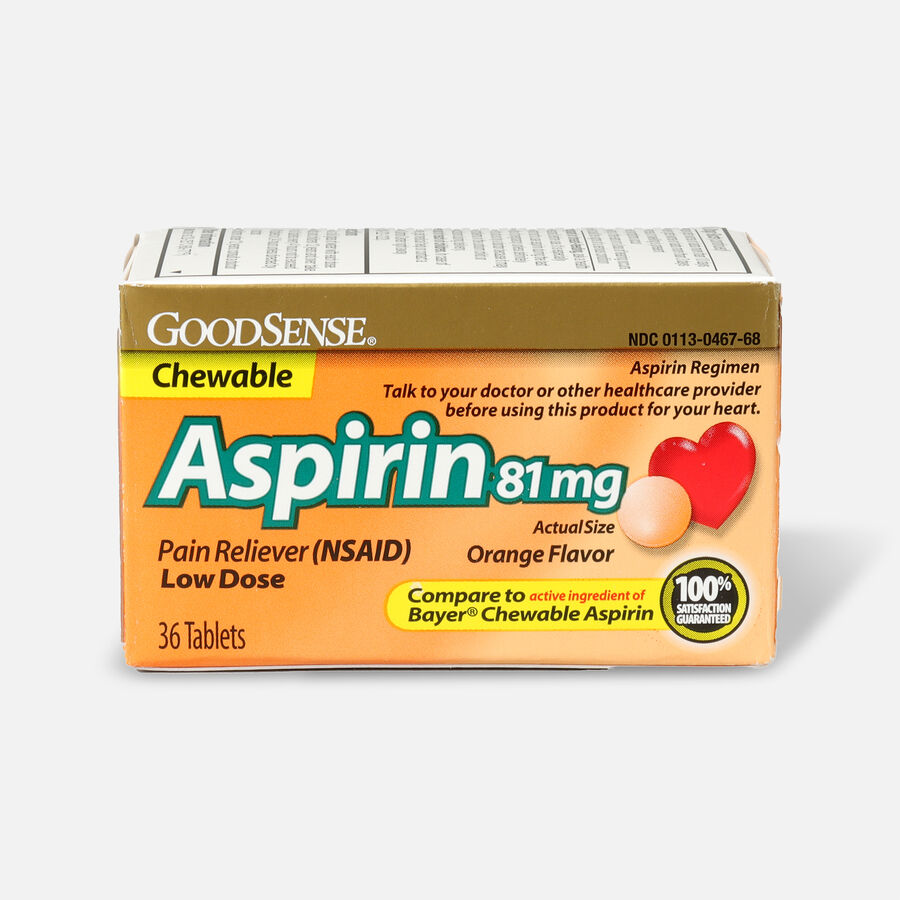 GoodSense® Aspirin 81 mg Low Dose Chewable Tablets Orange, 36 ct