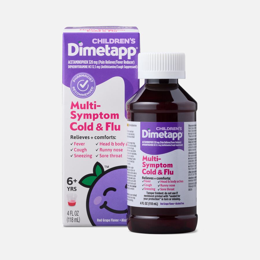 Children&rsquo;s Dimetapp Multi-Symptom Cold & Flu, Grape, 4 oz., , large image number 0