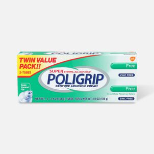 Super Poligrip Free Formula Zinc Free Denture Adhesive Cream - Twin Pack