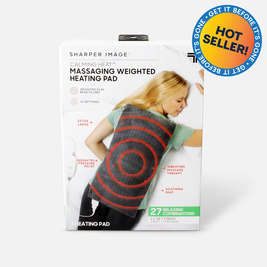 Sharper Image® Calming Heat Massaging Weighted Heating Pad, 12 Settings - 3 Heat, 9 Massage, 12” x 24”, 4 lbs, , large image number 0