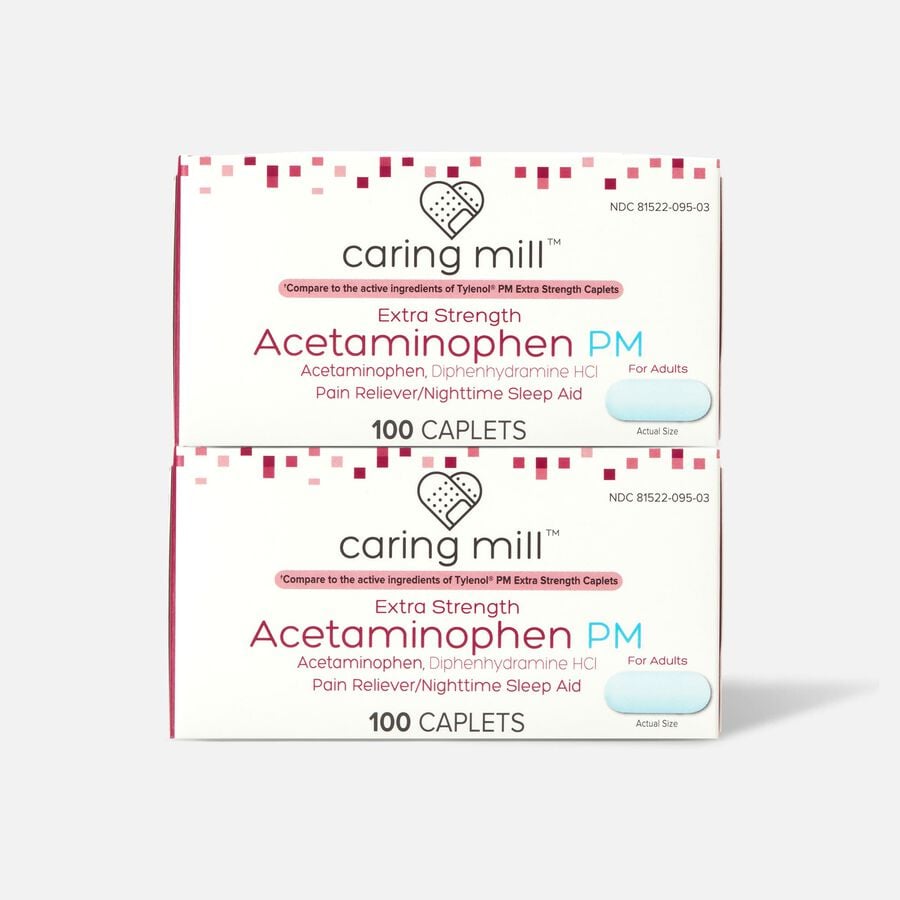 Caring Mill™ Extra Strength Acetaminophen PM Caplets, 100 ct. (2-Pack), , large image number 0