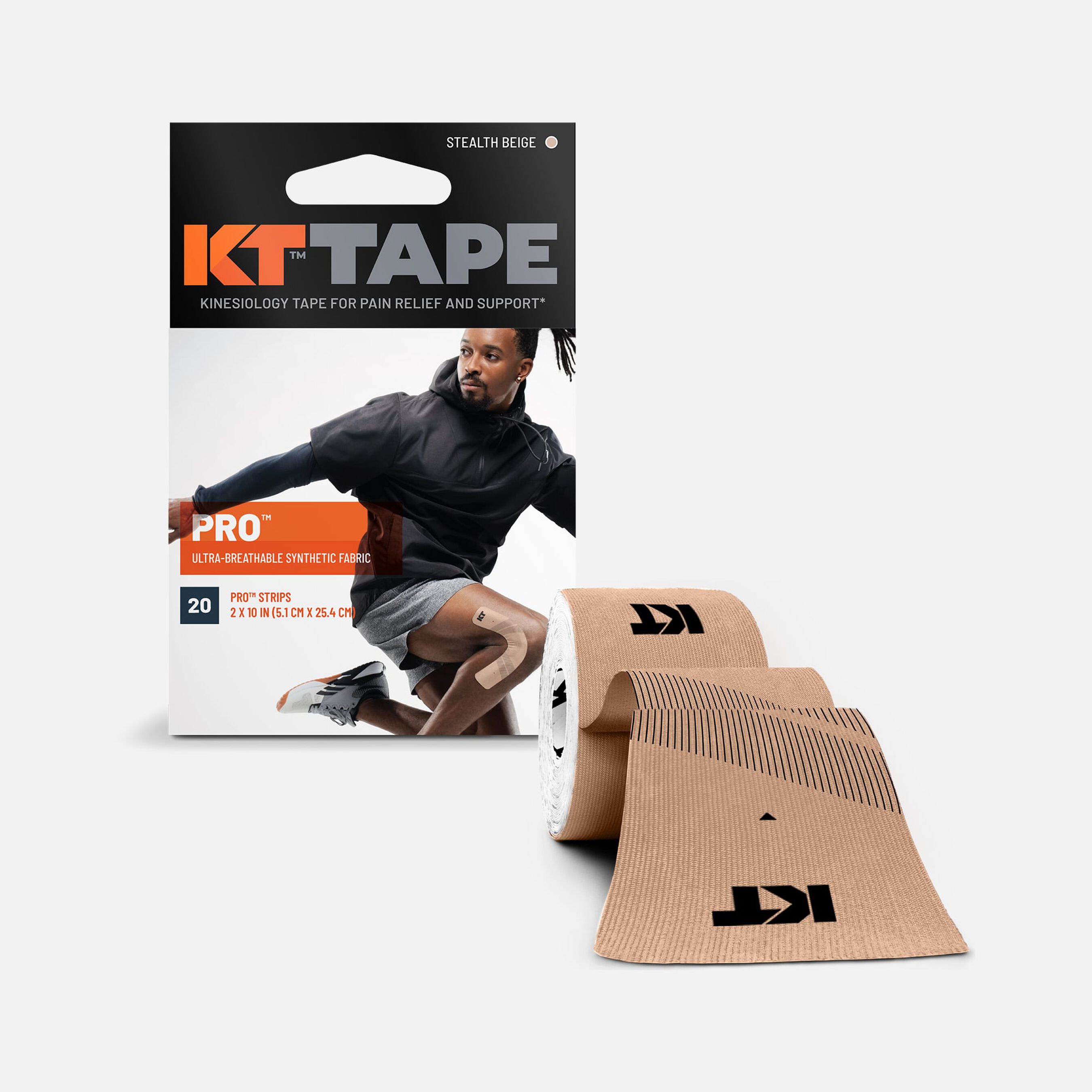 HSA Eligible KT TAPE PRO, Precut, 20 Strip, Synthetic, Stealth Beige