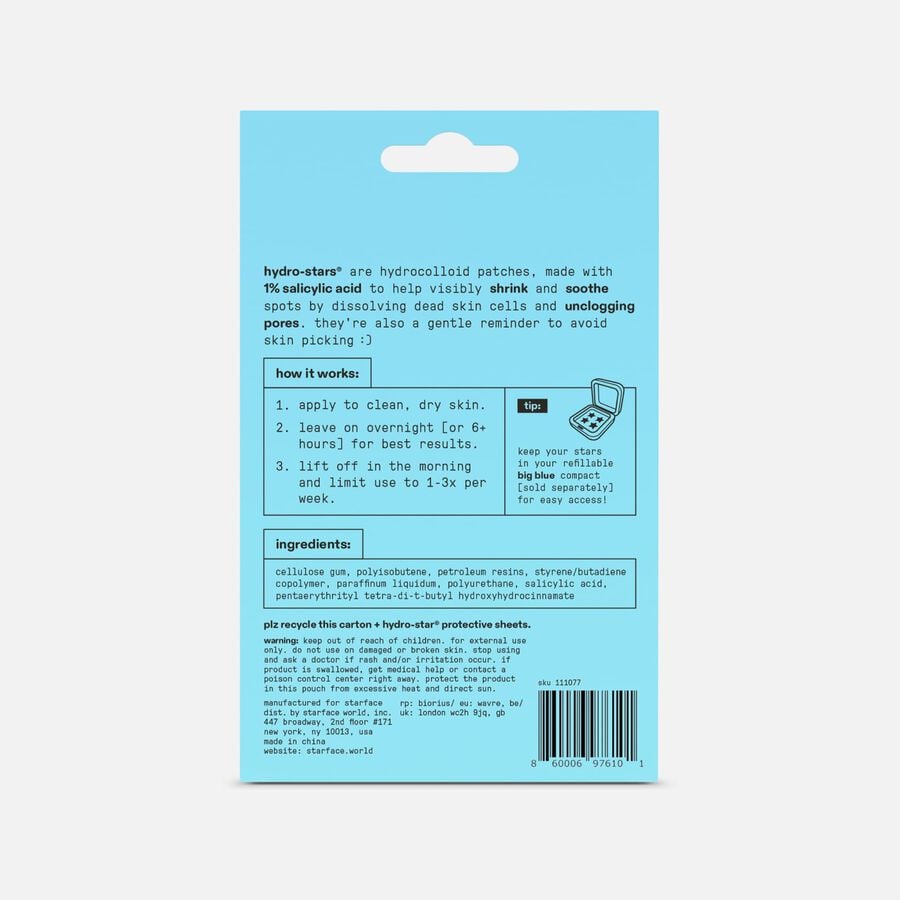Starface Hydro-Star Blue Pimple Patches + Salicylic Acid, 32 ct., , large image number 1