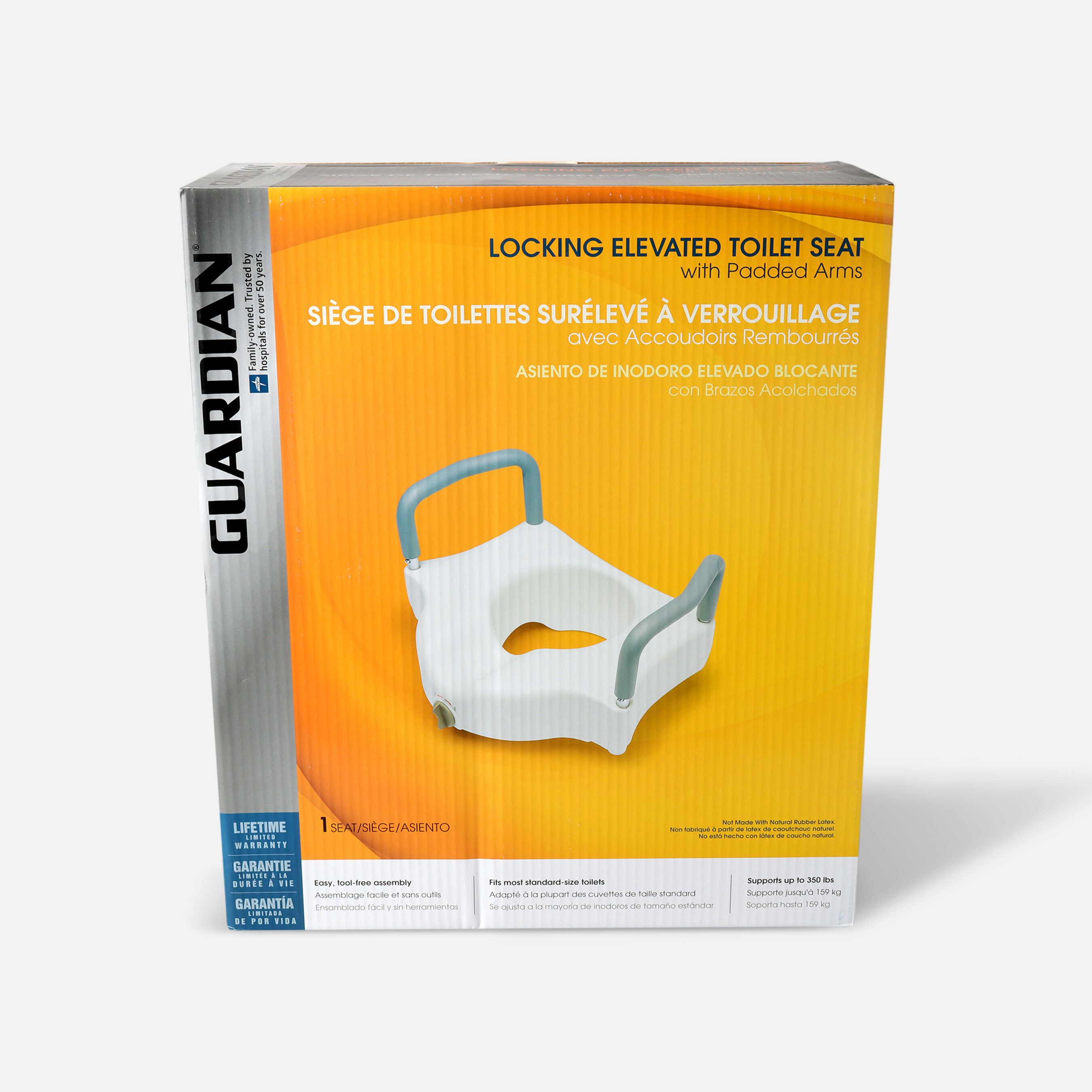 Guardian Locking Raised Toilet Seat with Arms