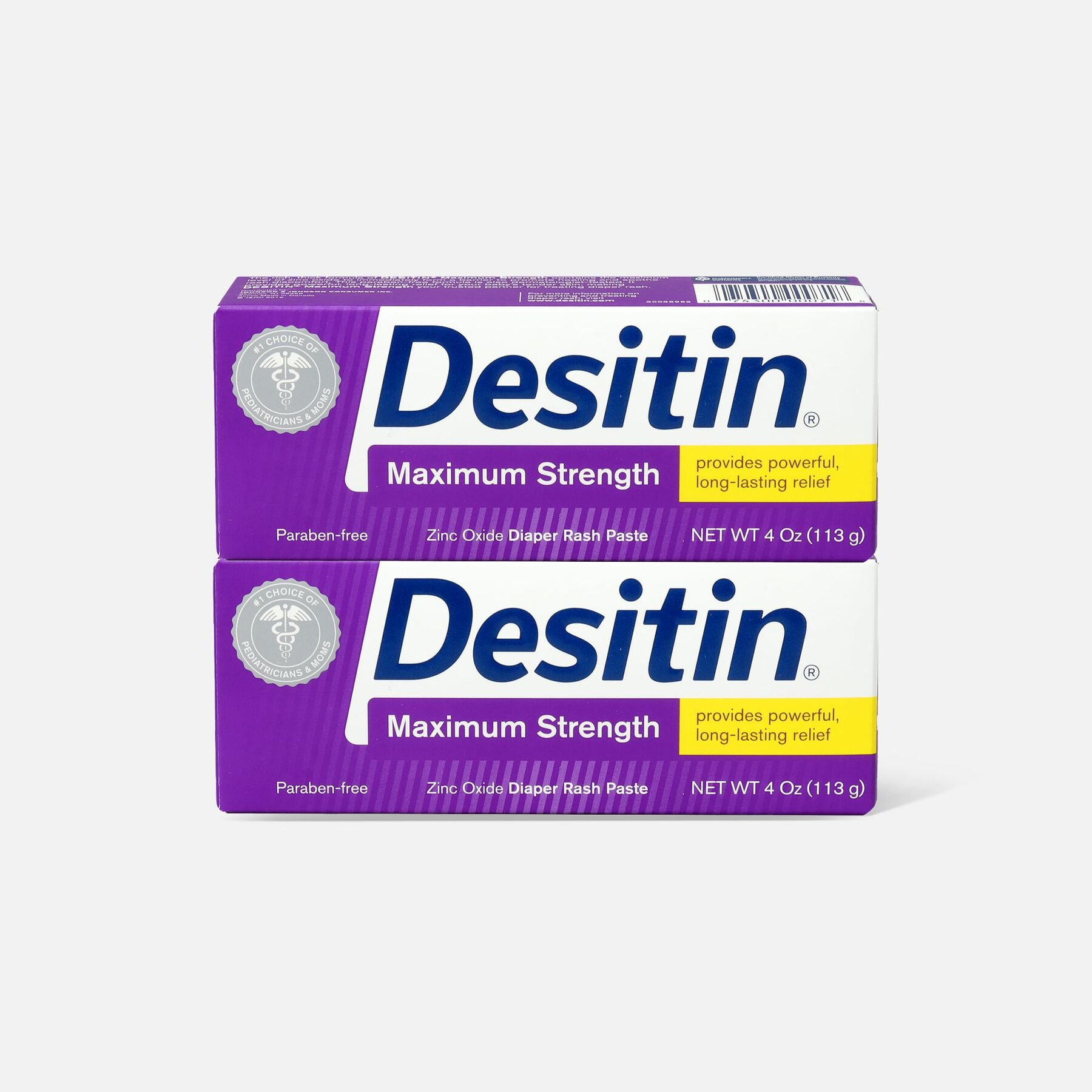 Desitin Maximum Strength Zinc Oxide Diaper Rash Paste, 4 oz. (2Pack)
