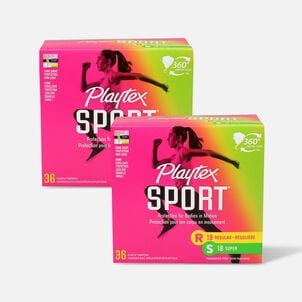 Playtex Sport Multipack Tampons, Unscented, 36 ct. (Reg/Super) (2-Pack)