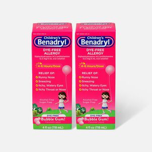 Children's Benadryl Oral Solution, Bubble Gum Flavored, 4 fl oz. (2-Pack)