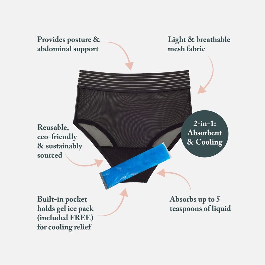 Mommy Matters HEAL 2-in-1 Postpartum Panty in Black, Size Large, , large image number 1
