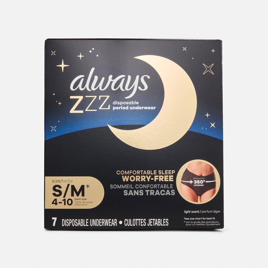 Always ZZZ Overnight Disposable Period Underwear, 7 ct., , large image number 1