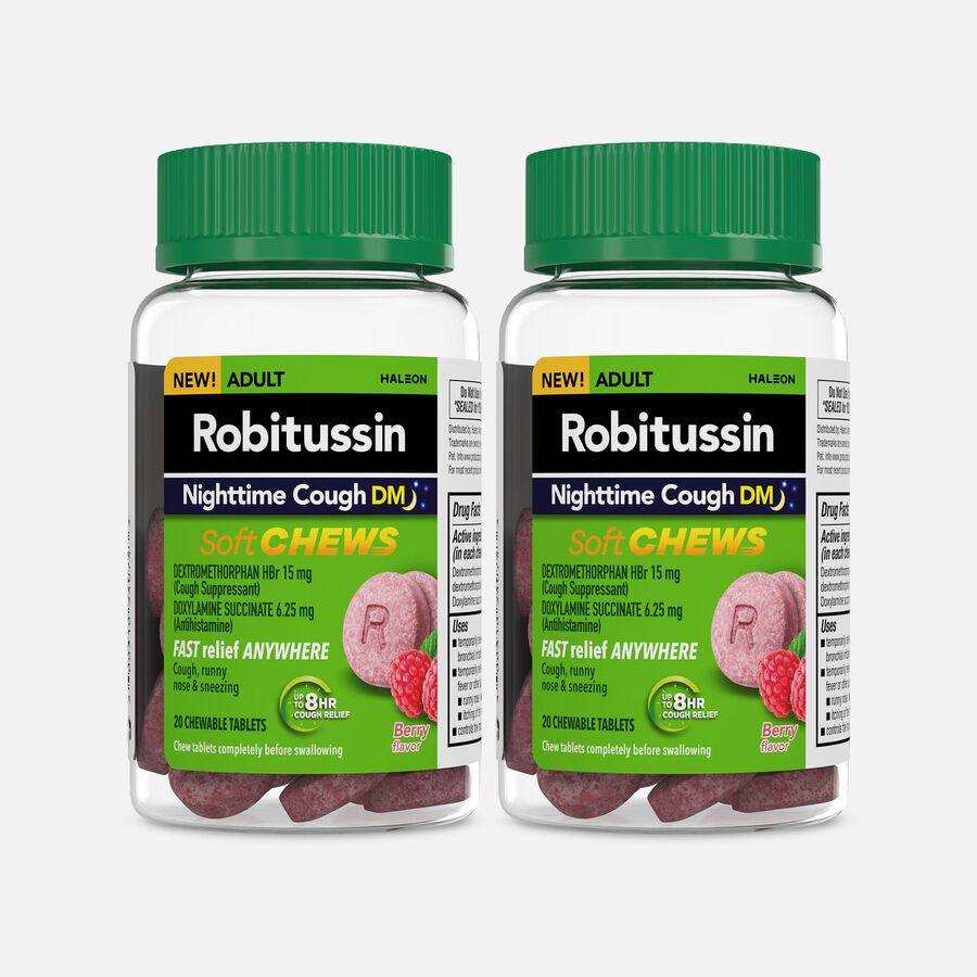 Robitussin Nighttime Cough DM Soft Chews, Berry, 20 ct. (2-Pack), , large image number 0