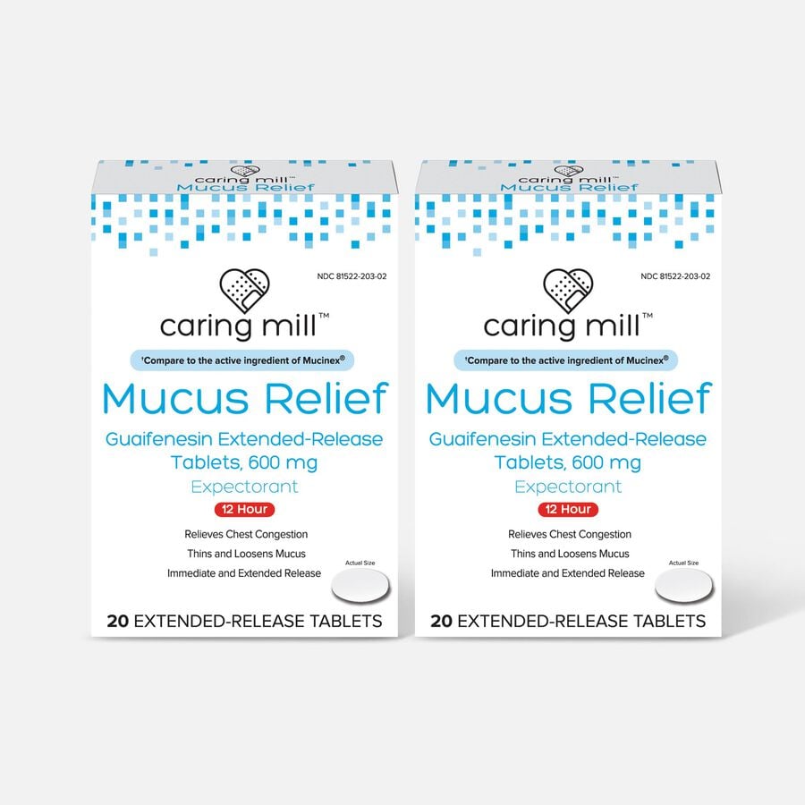 Caring Mill™ Mucus Guaifenesin Extended-Release Bi-Layer Caplets, 600 mg (Pack of 2), , large image number 0