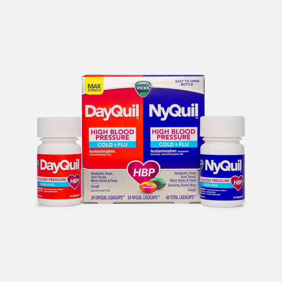 Vicks DayQuil & NyQuil High Blood Pressure Cold & Flu Relief LiquiCaps, 48 ct., , large image number 0