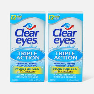 Clear Eyes Triple Action Drops, .5 oz. (2-Pack)