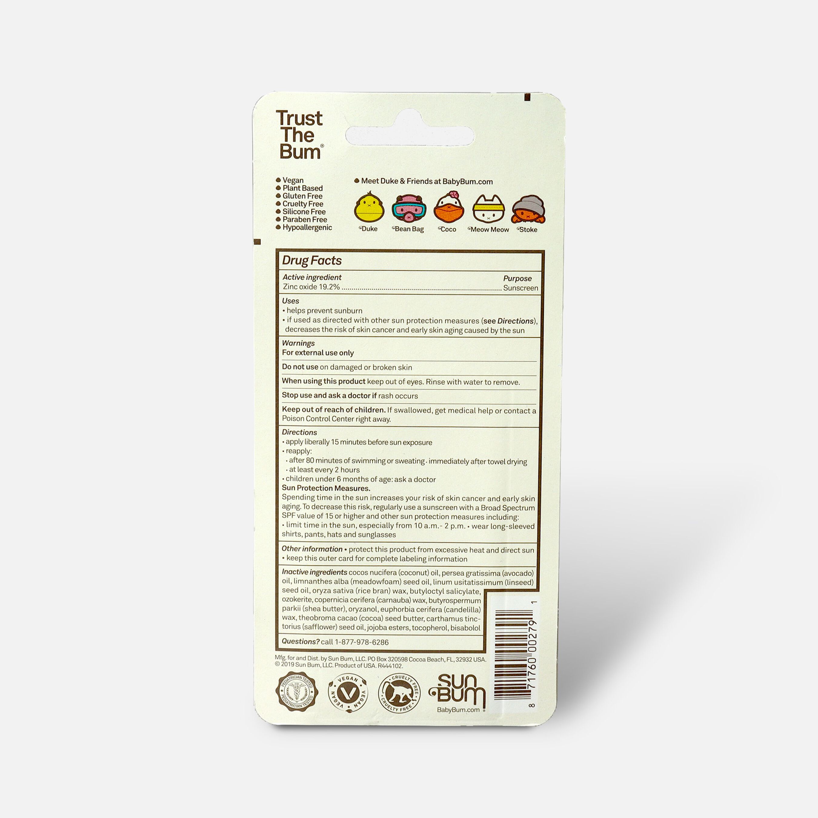 Baby Bum SPF 50 Mineral Sunscreen Face Stick, .45 oz